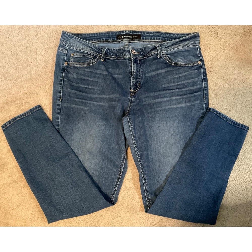WOMENS JORDACHE BLUE JEANS DARK WASH SZ.16 SKINNY STRETCH